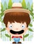 Cartoon Boy Farmer Smiling