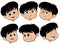 Cartoon Boy Head. Vector Set of Different Emotions Icons.