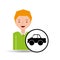 Cartoon boy icon pickup truck icon design