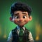 Cartoon Boy In Plaid Vest And Tie - Vray Tracing And Volumetric Lighting