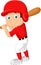 Cartoon boy playing baseball