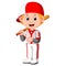 Cartoon boy playing baseball