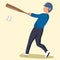 Cartoon boy playing baseball. modern flat style. Baseball equipment icon. Baseball characters