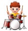 Cartoon boy playing a drums