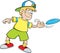 Cartoon boy playing with a flying disc