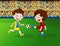 Cartoon boy playing football