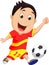 Cartoon boy playing football
