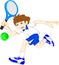 Cartoon boy playing tennis