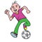 Cartoon of boy practicing football skill player