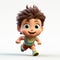 Cartoon Boy Running Toy: Photorealistic Rendering With Dreamy And Cute Aesthetics