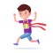Cartoon boy running and winning a marathon