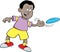 Cartoon boy throwing a flying disc