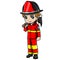 Cartoon boy wearing firefighter costume
