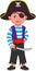 Cartoon boy wearing pirate costume and holding sword