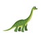 Cartoon brachiosaurus dinosaur. Diplodocus. One of the highest dino in comic style.  Best for kids dino party designs. Prehistoric