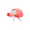 Cartoon brain in boxing gloves isolated character