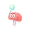 Cartoon brain characters has new idea, lightbulb