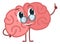 Cartoon brain. Smart funny character with face expression