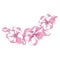 Cartoon branch of cherry blossoms. Illustration of a sakura branch with flowers. Logo. Picture of the symbol of spring.