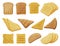 Cartoon bread toast set vector illustration. Collection bakery grilled waffle slice for breakfast