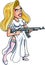 Cartoon bride with a machine gun