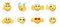 Cartoon bright emoticons collection with hand gestures and different emotions feelings and expressions isolated