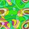 Cartoon bright psychedelic wavy background, doodle surreal design in neon green