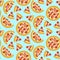 Cartoon bright tasty italian pizza pattern