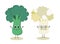 Cartoon broccoli and cauliflower