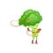 Cartoon broccoli cowboy isolated vector icon.