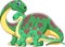 Cartoon brontosaurus with her baby