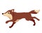 Cartoon brown cute dog. Wild howling wolf in a flat style.