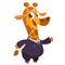 Cartoon brown giraffe dressed up in office suit presenting. Vector art illustration