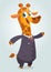 Cartoon brown giraffe dressed up in office suit presenting. Vector art illustration