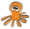 Cartoon brown octopus vector or color illustration
