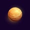 Cartoon brown space planet, vector shining sphere