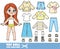 Cartoon brunette longhaired girl and clothes separately - long sleeve, hoodie, shirt, jacket, jeans and sneakers