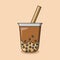 Cartoon bubble milk tea cups, tapioca pearls boba tea drink, taiwan milk tea, soft drinks doodle collection.