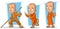 Cartoon buddhist monk in orange robe character vector set