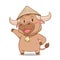 Cartoon buffalo wearing Vietnamese Conical Hat.