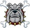 Cartoon Bulldog Mascot Head with Crossbones