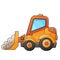 Cartoon bulldozer. Construction vehicles. Colorful vector illustration for children