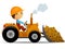 Cartoon bulldozer at construction work