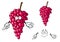 Cartoon bunch of red grape fruit character