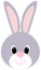 Cartoon bunny head icon. Easter symbol. Cute rabbit clipart