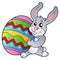 Cartoon bunny holding Easter egg