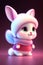 A cartoon bunny in a pink sweater - Ai Generated