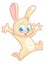 Cartoon bunny rabbit dancing excited. Easter character. Vector illustration of forest animal