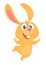 Cartoon bunny rabbit dancing excited. Easter character. Vector illustration of forest animal