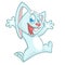 Cartoon bunny rabbit dancing excited. Easter character. Vector illustration of forest animal.
